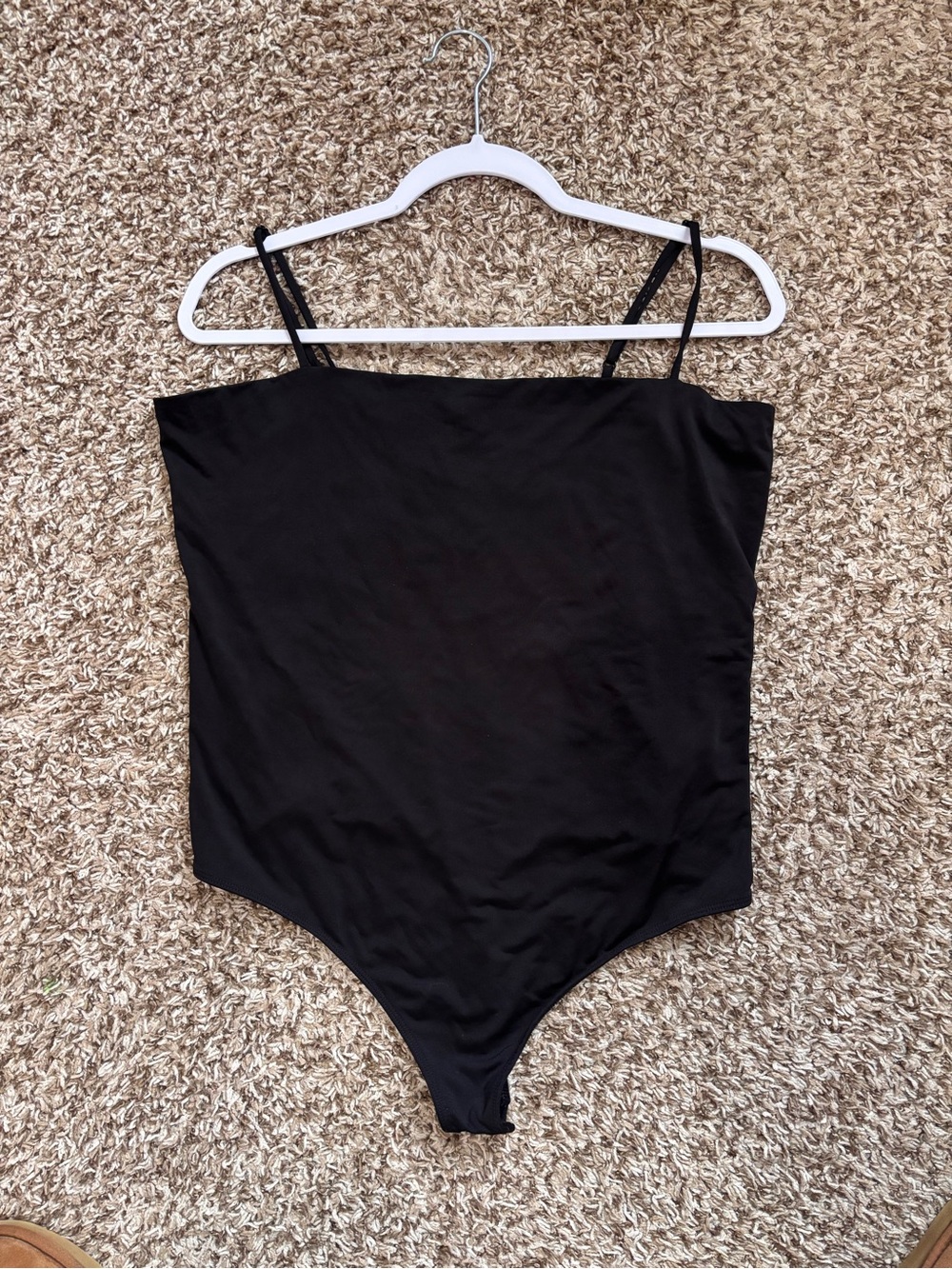 Express Black Square-Neck Bodysuit with Thin Straps